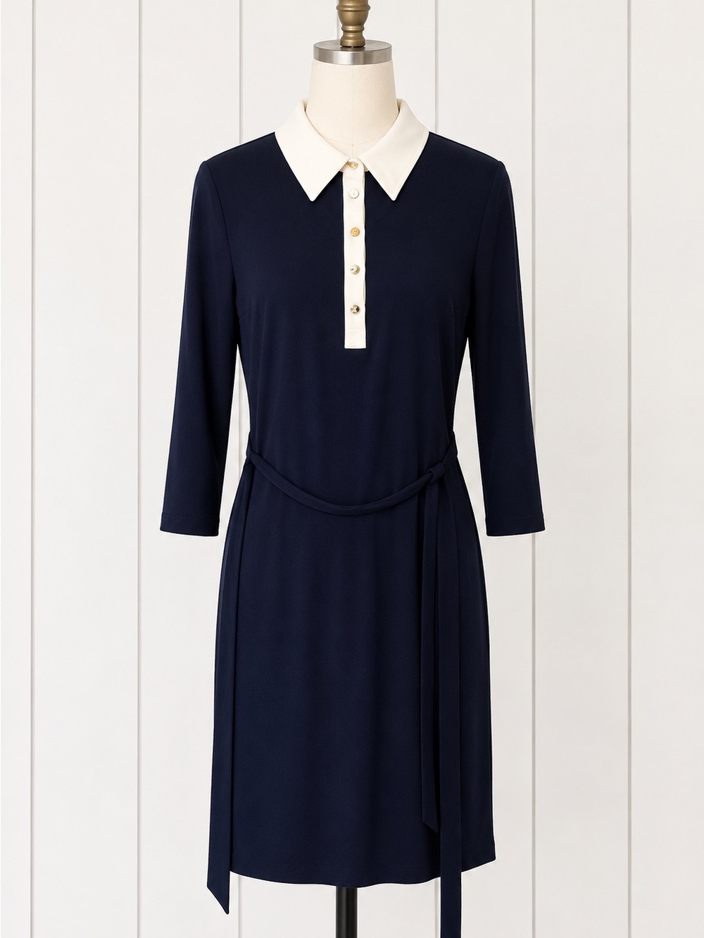 Lauren Ralph Lauren Navy Dress with Ivory Contrast Collar